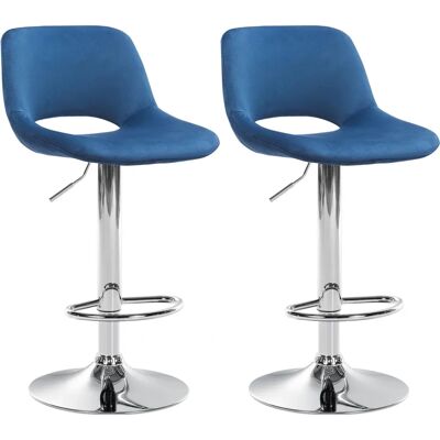 Ensemble de 2 tabourets de bar en velours bleu Camden - Réglable et pivotant - Publicité Ensemble de 2 tabourets de bar en velours bleu Camden - Réglable et pivotant - Publicité