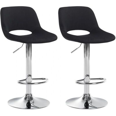 CLP Conjunto de 2 Taburetes de Bar de Terciopelo Negro y Metal Cromado - Taburetes de Bar CLP Conjunto de 2 Taburetes de Bar de Terciopelo Negro y Metal Cromado - Taburetes de Bar