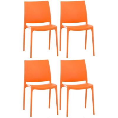Maya Stapelbare Gartenstühle - Kunststoff - Orange - Set von 4 Maya Stapelbare Gartenstühle - Kunststoff - Orange - Set von 4