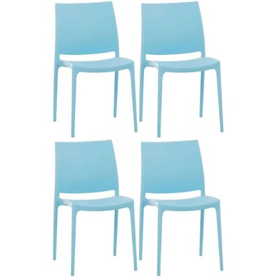 CLP Stapelbare Gartensessel - 4 Stück Blau Himmel - Modern & UV-beständig CLP Stapelbare Gartensessel - 4 Stück Blau Himmel - Modern & UV-beständig