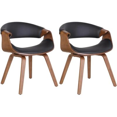 CLP Set de 2 Sillas de comedor Foley Roble/negro Simil cuero - Esszimmerstuhlset CLP Set de 2 Sillas de comedor Foley Roble/negro Simil cuero - Esszimmerstuhlset