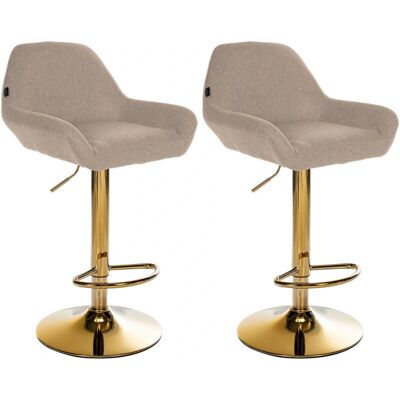 CLP Braga Gold Gris - 2 taburetes de bar de tela CLP Braga Gold Gris - 2 taburetes de bar de tela