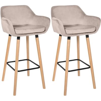 CLP - Conjunto de 2 taburetes de bar de terciopelo - Mobiliario de bar CLP - Conjunto de 2 taburetes de bar de terciopelo - Mobiliario de bar