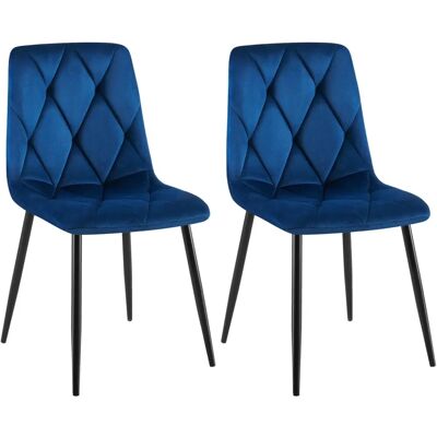 CLP Dunkelblau Samt-Velours Esszimmerstühle Set von 2 CLP Dunkelblau Samt-Velours Esszimmerstühle Set von 2