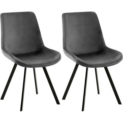 CLP Lewes Sillas de Terciopelo Gris Oscuro - Silla de comedor CLP Lewes Sillas de Terciopelo Gris Oscuro - Silla de comedor