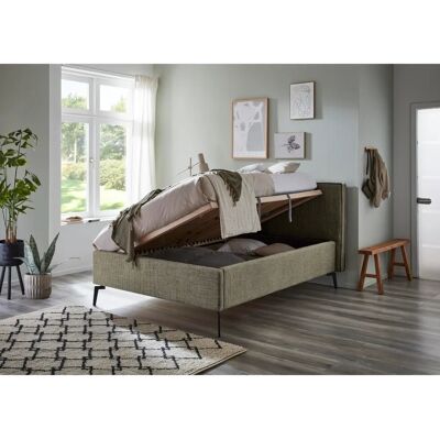 Meise Möbel Riva II - Moosgrünes Polsterbett mit Stauraum - Bett Meise Möbel Riva II - Moosgrünes Polsterbett mit Stauraum - Bett