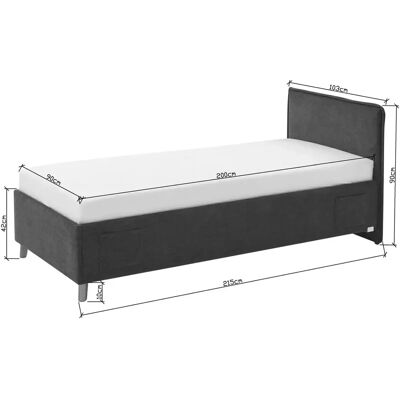 Meise Möbel Fun Bett - modernes graues Polsterbett mit USB, Stauraum Meise Möbel Fun Bett - modernes graues Polsterbett mit USB, Stauraum