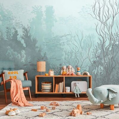 Profhome Vinyl Tapete 399041 - Kinder Muster - Blau Grau - Tapete Profhome Vinyl Tapete 399041 - Kinder Muster - Blau Grau - Tapete
