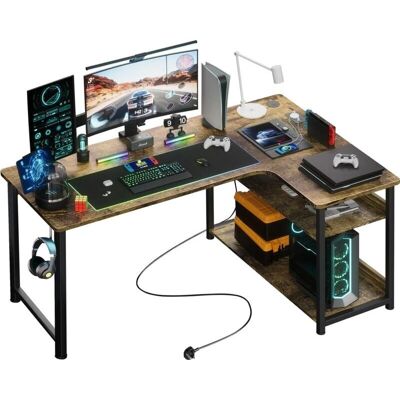 COMHOMA - L-shaped Gaming Desk - Brown - L-shaped - Desk - Publicité COMHOMA - L-shaped Gaming Desk - Brown - L-shaped - Desk - Publicité