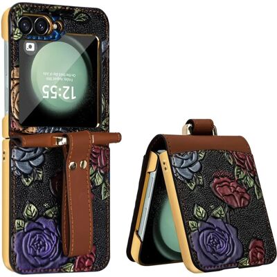 Wigento Samsung Galaxy Z Flip6 Vollkofferschale mit Handgelenkband und Schutzglas Wigento Samsung Galaxy Z Flip6 Vollkofferschale mit Handgelenkband und Schutzglas