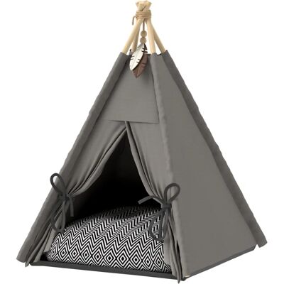 PawHut Tipi Zelt für Haustiere - Irrotettava pestävä tyyny - Taittuva pohja - Lemmikkiteltta PawHut Tipi Zelt für Haustiere - Irrotettava pestävä tyyny - Taittuva pohja - Lemmikkiteltta