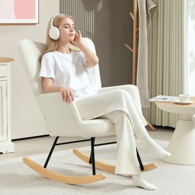 Sillón HOMCOM con felpa berber - Base de madera relajante Sillón HOMCOM con felpa berber - Base de madera relajante