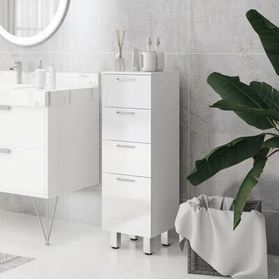 kleankin Badezimmerschrank - Schmal, Verstellbare Regale, 3 Schubladen - Badmöbel kleankin Badezimmerschrank - Schmal, Verstellbare Regale, 3 Schubladen - Badmöbel