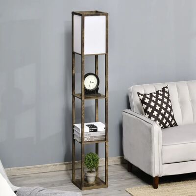 HOMCOM - HOMCOM-3SHELVES - Ruskea - 3 hyllyä - Jalkalamppu HOMCOM - HOMCOM-3SHELVES - Ruskea - 3 hyllyä - Jalkalamppu
