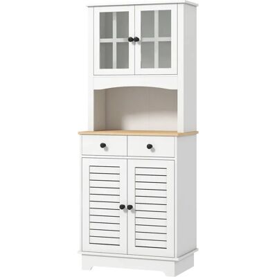 HOMCOM Armoire de cuisine avec étagères réglables - Blanc - 68x39,5x170 cm - Publicité HOMCOM Armoire de cuisine avec étagères réglables - Blanc - 68x39,5x170 cm - Publicité