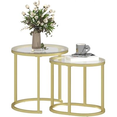HOMCOM - Round Coffee Table Set 2 - Schwarz - Coffee table HOMCOM - Round Coffee Table Set 2 - Schwarz - Coffee table