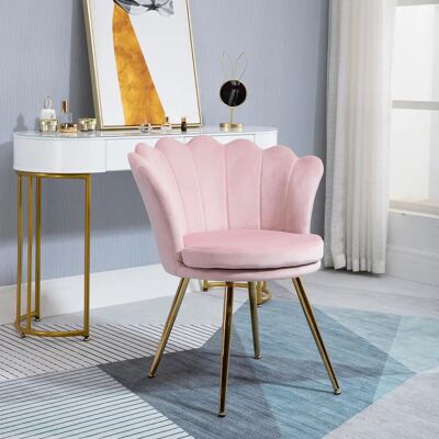 HOMCOM - Lotus-DesignSessel - Rosa Samt - Sessel HOMCOM - Lotus-DesignSessel - Rosa Samt - Sessel