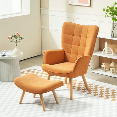 Sillón HOMCOM con Otomana - Marrón - Muebles para sala Sillón HOMCOM con Otomana - Marrón - Muebles para sala