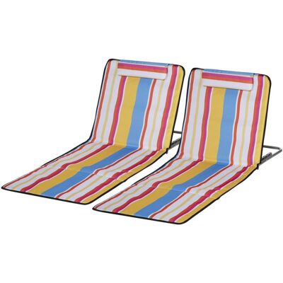 Outsunny - Strandmatte-2er-Set - mit Kopfkissen - 5-stufig verstellbar - Strandliege Outsunny - Strandmatte-2er-Set - mit Kopfkissen - 5-stufig verstellbar - Strandliege