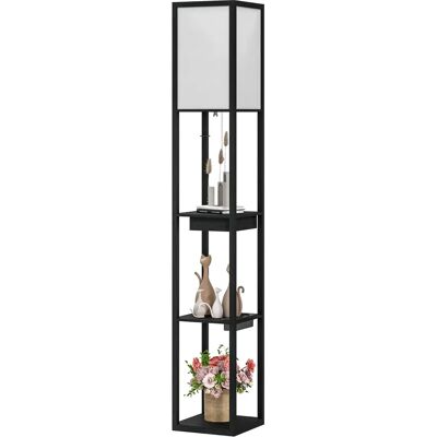 HOMCOM - Stehlampe 3-Fächer - Weiß-Schwarz - Stehlampe HOMCOM - Stehlampe 3-Fächer - Weiß-Schwarz - Stehlampe