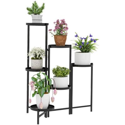 Outsunny - 6-Etagen Ständer - Schwarz - Metall - Plant Stand Outsunny - 6-Etagen Ständer - Schwarz - Metall - Plant Stand