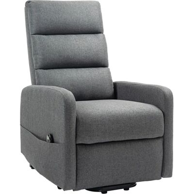 Sillón reclinable eléctrico HOMCOM con ayuda para levantarse, función de reclinar, muelle ensacado, reposapiés, asiento de TV con bolsillo lateral, mando a distancia Sillón reclinable eléctrico HOMCOM con ayuda para levantarse, función de reclinar, muelle ensacado, reposapiés, asiento de TV con bolsillo lateral, mando a distancia