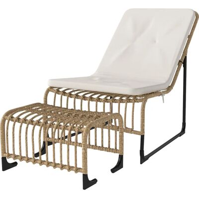 Outsunny Rattan Gartensessel mit Fußhocker - Gartenmöbel Outsunny Rattan Gartensessel mit Fußhocker - Gartenmöbel