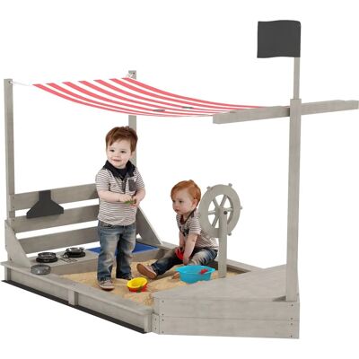 Bassin à sable navire pirate Outsunny avec couverture - Maison de jeu - Publicité Bassin à sable navire pirate Outsunny avec couverture - Maison de jeu - Publicité