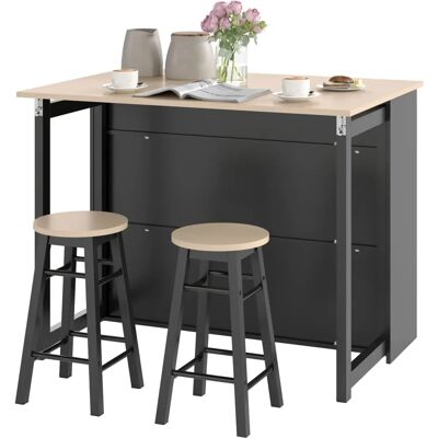 HOMCOM Kompaktes Bar-Set mit Klapptisch & Hockern - Bar Typ HOMCOM Kompaktes Bar-Set mit Klapptisch & Hockern - Bar Typ