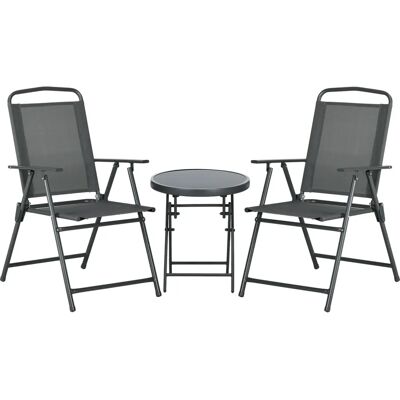 Outsunny Gartenmöbel-Set - Wetterfeste Metall Bistro-Set mit Glastisch Outsunny Gartenmöbel-Set - Wetterfeste Metall Bistro-Set mit Glastisch