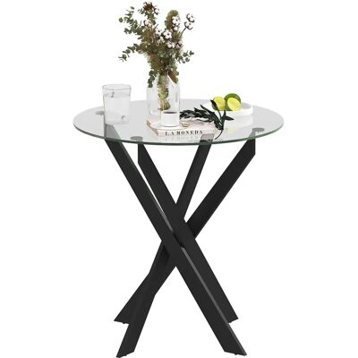 HOMCOM - Pyöreä lasipöytä - Ø70 cm - Ruokapöytä HOMCOM - Pyöreä lasipöytä - Ø70 cm - Ruokapöytä