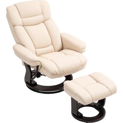HOMCOM - Relaxsessel - Cremeweiß - Kunstleder - Sessel HOMCOM - Relaxsessel - Cremeweiß - Kunstleder - Sessel