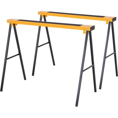 DURHAND - 2er-Set Arbeitsbock Sägepferd - Gelb - 99,5x50x76 cm - Sawhorse DURHAND - 2er-Set Arbeitsbock Sägepferd - Gelb - 99,5x50x76 cm - Sawhorse