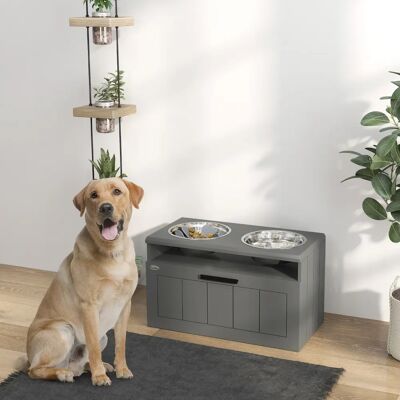 PawHut Distributore per Cani - Elevato, Con Ciotole in Acciaio, Conservazione PawHut Distributore per Cani - Elevato, Con Ciotole in Acciaio, Conservazione