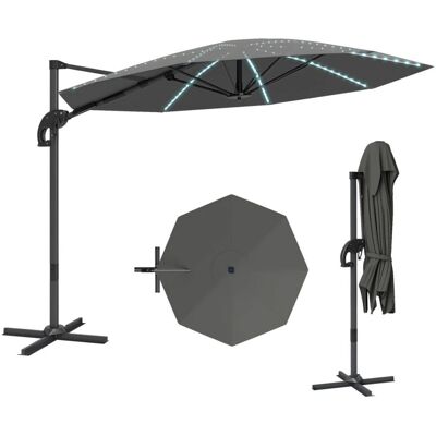 Outsunny Aluminium LED Solschirm 300cm - Sonnenschirm mit LED Outsunny Aluminium LED Solschirm 300cm - Sonnenschirm mit LED