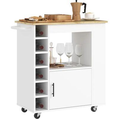 HOMCOM Chariot de cuisine - Élégant, mobile, avec rangements - Publicité HOMCOM Chariot de cuisine - Élégant, mobile, avec rangements - Publicité