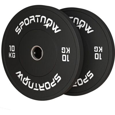 Set de Discos Olímpicos SPORTNOW - Goma, 2 x 10kg, 50mm, Negro Set de Discos Olímpicos SPORTNOW - Goma, 2 x 10kg, 50mm, Negro