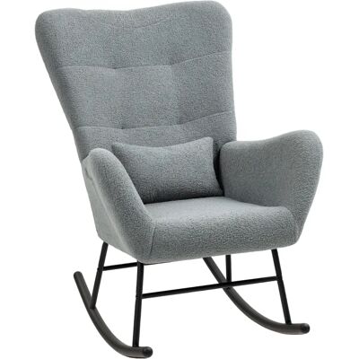 Silla mecedora HOMCOM - Tejido de felpa suave, Inclinación ajustable, Cojines de espuma de alta densidad Silla mecedora HOMCOM - Tejido de felpa suave, Inclinación ajustable, Cojines de espuma de alta densidad