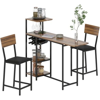 HOMCOM - Bartisch-Set - Joustava 110-140 cm - Viinikaappi 6 pulloa - Bar table set HOMCOM - Bartisch-Set - Joustava 110-140 cm - Viinikaappi 6 pulloa - Bar table set