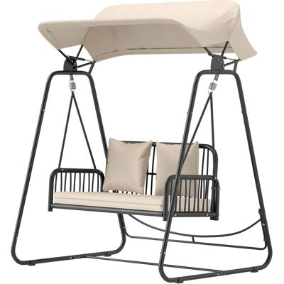 Outsunny Puutarhavyöhyke, jossa säädettävä sateenvarjo - 2-istuttava rattan keinu - Säänkestävä ja kestävä Outsunny Puutarhavyöhyke, jossa säädettävä sateenvarjo - 2-istuttava rattan keinu - Säänkestävä ja kestävä