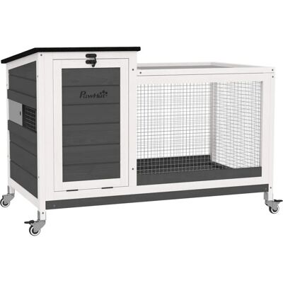 PawHut - Kaninchenstall-Holz - Pyörät - Jäniksenviljelystalo PawHut - Kaninchenstall-Holz - Pyörät - Jäniksenviljelystalo