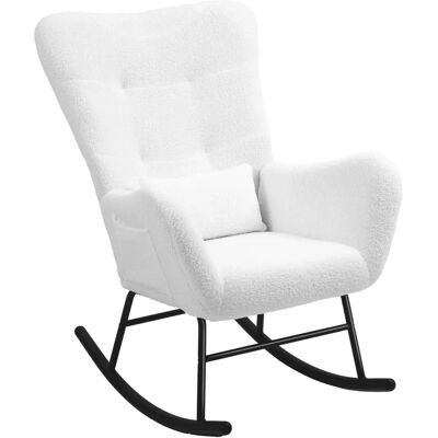 Silla mecedora HOMCOM con funda de felpa, bolsillo lateral, 90-115° Silla mecedora HOMCOM con funda de felpa, bolsillo lateral, 90-115°