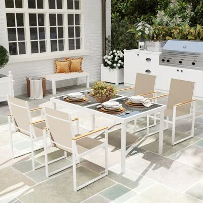 Outsunny Gartenmöbel-Set 5-tlg. Temperet Glas Tisch Stühle Outdoor Outsunny Gartenmöbel-Set 5-tlg. Temperet Glas Tisch Stühle Outdoor