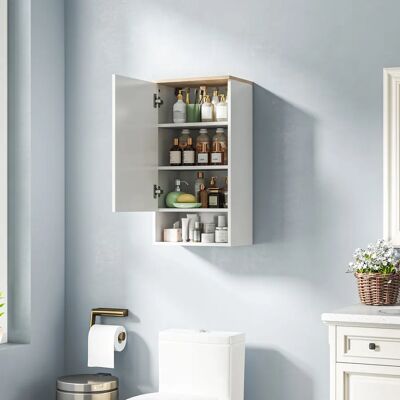 HOMCOM - Wandschrank - Valkoinen - 3-tasoinen - Seinähyllykaappi HOMCOM - Wandschrank - Valkoinen - 3-tasoinen - Seinähyllykaappi