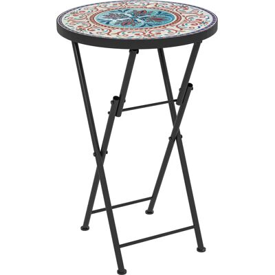 Outsunny Klappbarer Gartentisch mit Mosaik - Wetterfest, Ø35,5x55cm Outsunny Klappbarer Gartentisch mit Mosaik - Wetterfest, Ø35,5x55cm