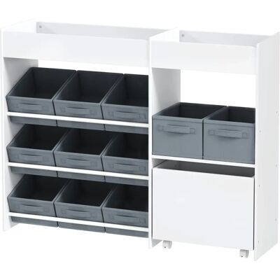 AIYAPLAY Kinderregal Spielzeugregal mit 11 Stoffboxen - Weiß AIYAPLAY Kinderregal Spielzeugregal mit 11 Stoffboxen - Weiß