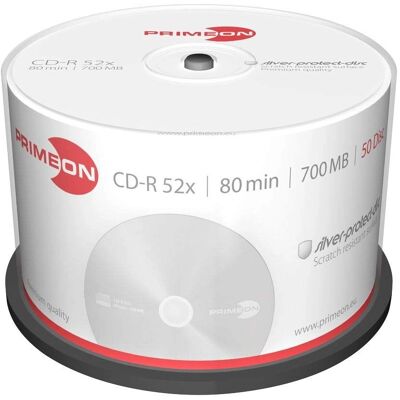 Primeon CD-R 700MB 50 stuks Silver-Protect - Gegevensopslag Primeon CD-R 700MB 50 stuks Silver-Protect - Gegevensopslag