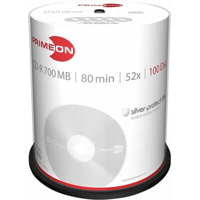 Primeon 2761103 CD-R Argenté 80min/700MB - CD-R Primeon 2761103 CD-R Argenté 80min/700MB - CD-R