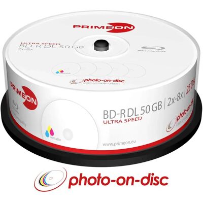 Primeon 50GB Disque Blu-ray BD-R DL - 25 pièces Spindel Imprimable Primeon 50GB Disque Blu-ray BD-R DL - 25 pièces Spindel Imprimable