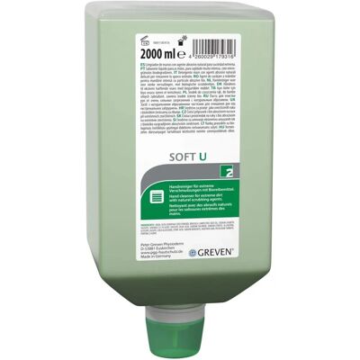 Peter Greven Nettoyant pour mains Soft U - Élimine saletés, 2L - Publicité Peter Greven Nettoyant pour mains Soft U - Élimine saletés, 2L - Publicité